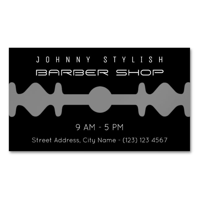 Dark duo tone razor blade shape frame cover magnetic business card (Front)