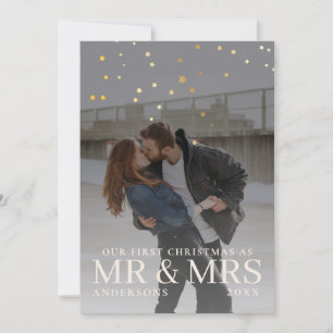 Dark Dusky Couple Photo with Stars for Christmas Holiday Card