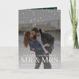 Dark Dusky Couple Photo with Stars for Christmas Holiday Card