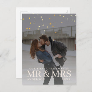 Dark Dusky Couple Photo with Stars for Christmas Holiday Postcard