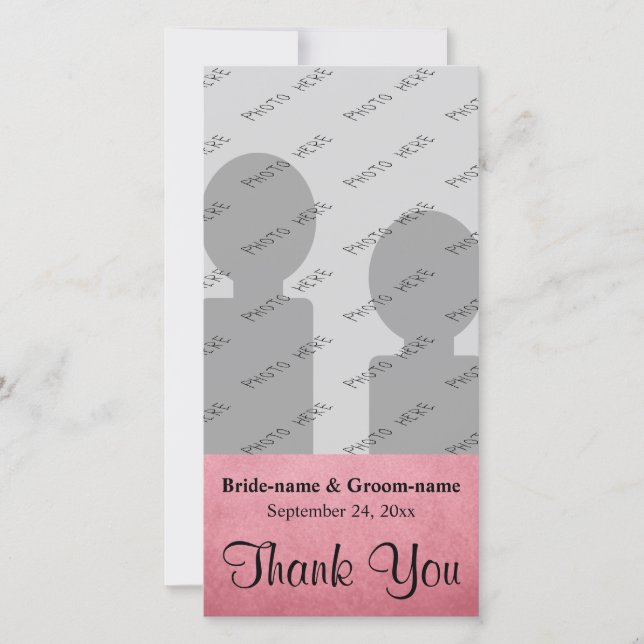 Dark Dusky Pink Mottled Pattern Wedding Thank You Card (Front)