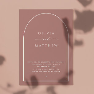 Dark Dusty Rose Arch Wedding   Romantic Photo + QR Invitation