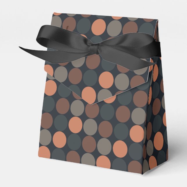 Dark Earth Geometric Circle Dots Design  Favour Box (Front Side)