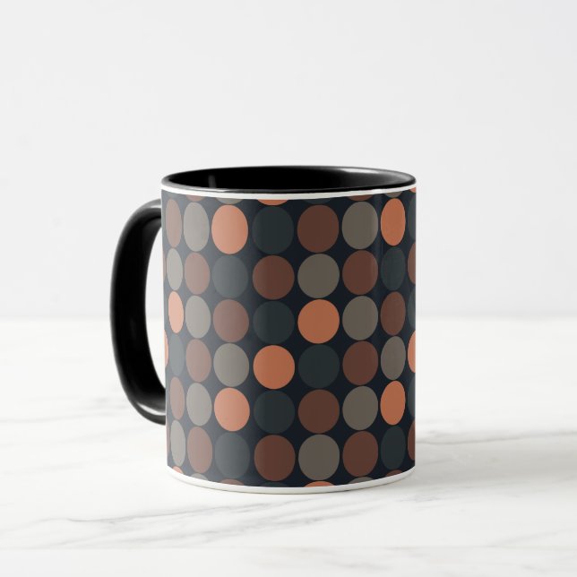 Dark Earth Geometric Circle Dots Design  Mug (Front Left)