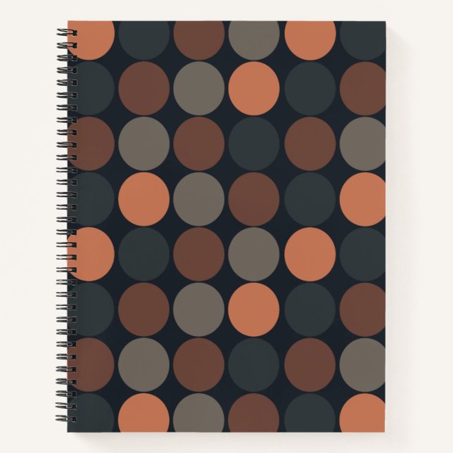 Dark Earth Geometric Circle Dots Design  Notebook (Front)