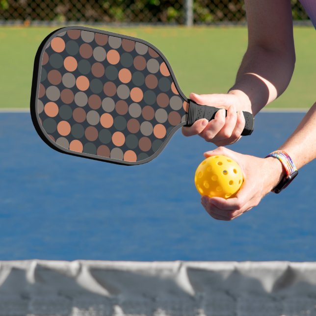 Dark Earth Geometric Circle Dots Design  Pickleball Paddle (Insitu)