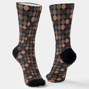 Dark Earth Geometric Circle Dots Design Socks