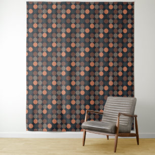 Dark Earth Geometric Circle Dots Design  Tapestry