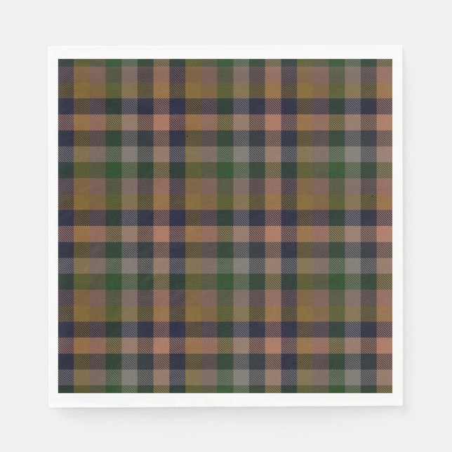 Dark Earth Gingham Plaid Check Design  Napkin (Front)