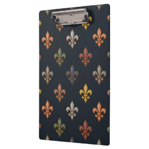 Dark Earth Woodlands Fleur-de-lis Design Clipboard