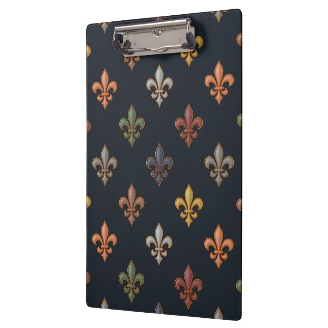 Dark Earth Woodlands Fleur-de-lis Design  Clipboard (Left)