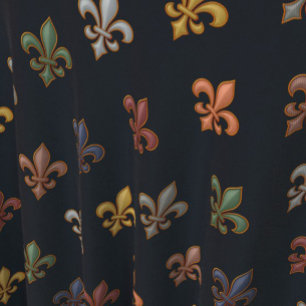 Dark Earth Woodlands Fleur-de-lis Design Fabric