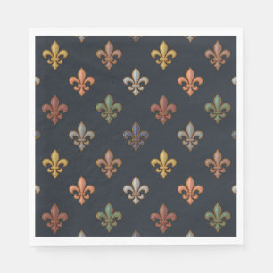 Dark Earth Woodlands Fleur-de-lis Design  Napkin