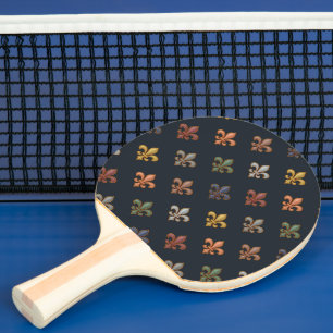 Dark Earth Woodlands Fleur-de-lis Design Ping Pong Paddle