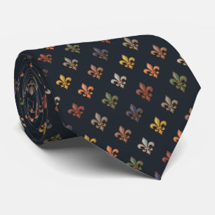 Dark Earth Woodlands Fleur-de-lis Design  Tie