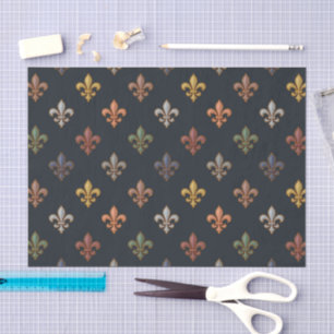 Dark Earth Woodlands Fleur-de-lis Design  Tissue Paper