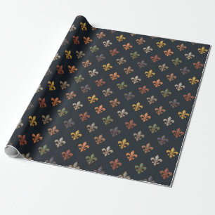 Dark Earth Woodlands Fleur-de-lis Design  Wrapping Paper