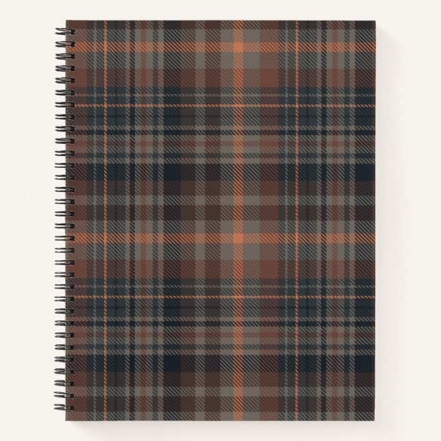 Dark Earth Woodlands Plaid Tartan   Notebook (Front)