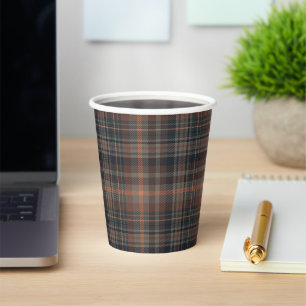 Dark Earth Woodlands Plaid Tartan Paper Cups