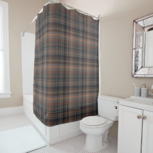 Dark Earth Woodlands Plaid Tartan Shower Curtain