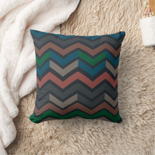 Dark Earth Woodlands Zigzag Chevron Cushion
