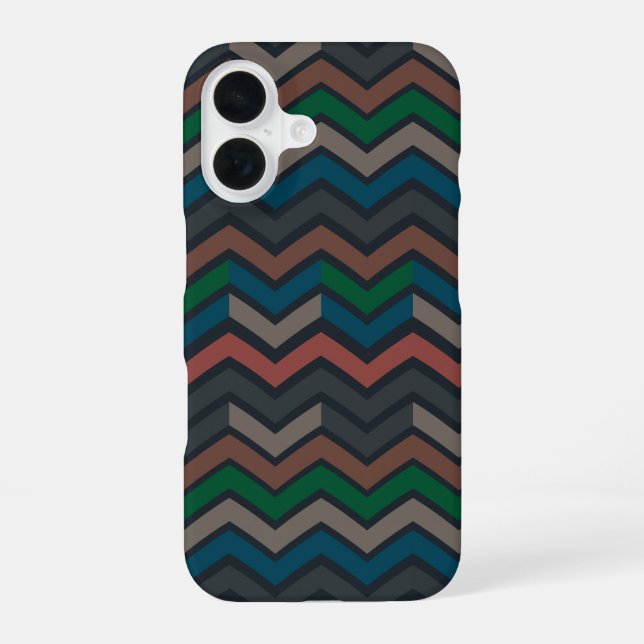 Dark Earth Woodlands Zigzag Chevron  iPhone 16 Case (Back)