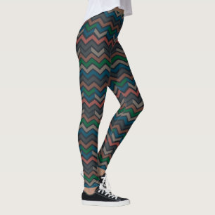 Dark Earth Woodlands Zigzag Chevron Leggings