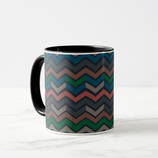 Dark Earth Woodlands Zigzag Chevron  Mug (Front Left)