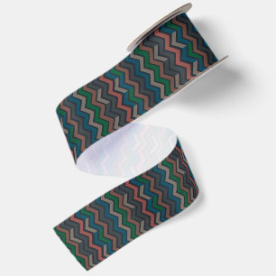 Dark Earth Woodlands Zigzag Chevron Satin Ribbon