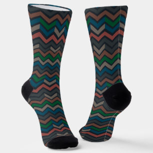Dark Earth Woodlands Zigzag Chevron Socks