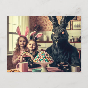 Dark Easter Rabbit Vintage Candy Supper Postcard