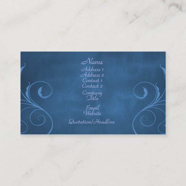 Dark Elegance Business Card, Royal Blue Business Card (Front)