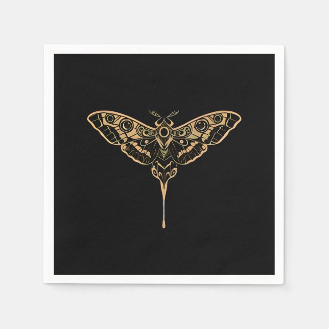 Dark Elegance-Noir & Gold Napkin (Front)