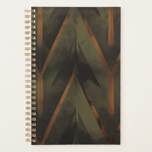 Dark Elegance Orange And Green Pattern Planner