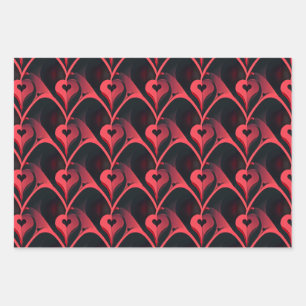 Dark & Elegant Abstract Love Heart Valentines Day Wrapping Paper Sheet