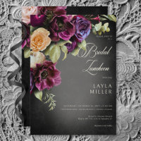 Dark Elegant Black Blur Floral Bridal Luncheon