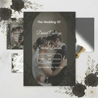 Dark Elegant Boho Wedding Invitation | Luxury Flor