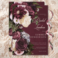 Dark Elegant Burgundy & Cream Floral Bridal Lunch