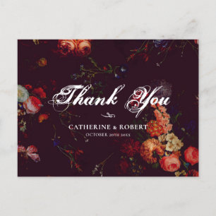 Dark Elegant Burgundy Moody Floral Postcard