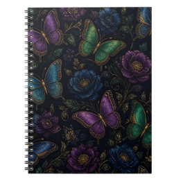 Dark Elegant Butterfly Pattern Notebook