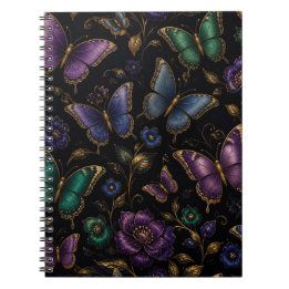 Dark Elegant Butterfly Pattern Notebook