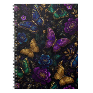 Dark Elegant Butterfly Pattern Notebook