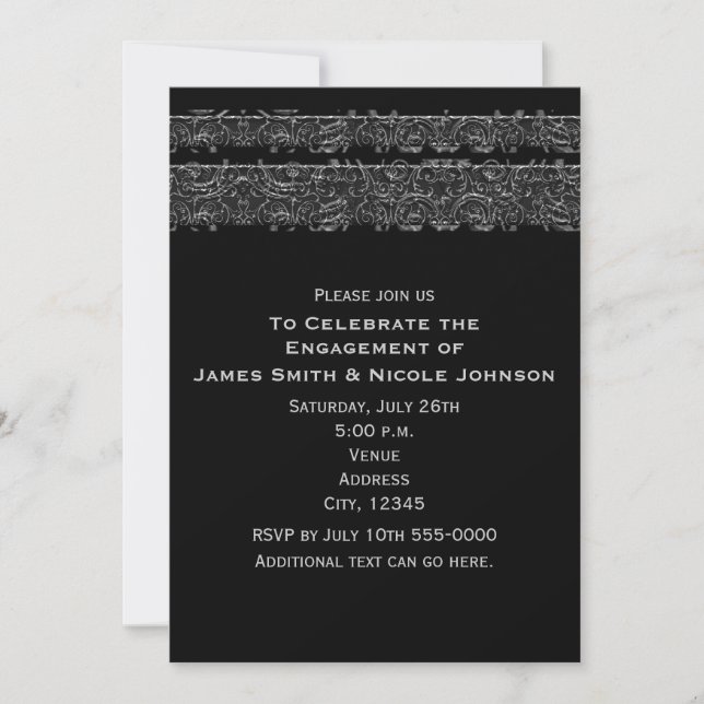 Dark Elegant Satin Ribbon Elegant Gothic Wedding Invitation (Front)