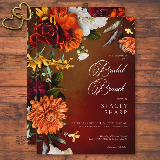 Dark Elegant Summer Sunset Floral Bridal Brunch Invitation (Dark Elegant Summer Sunset Floral Bridal Brunch Invitation)