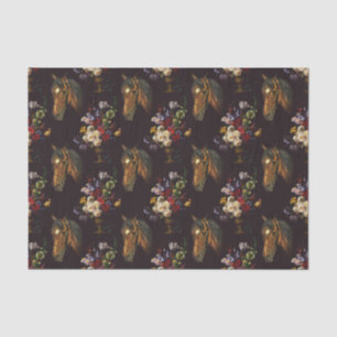 Dark Elegant Vintage Horse Floral Tissue Paper