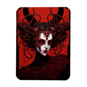 Dark Elf Demon Red Black Fantasy Art Magnet