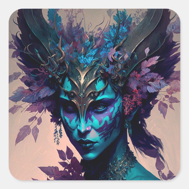 Dark Elf Fantasy Art Square Sticker (Front)