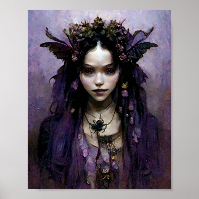 Dark Elf Goth Gothic Fantasy Art Poster (Front)