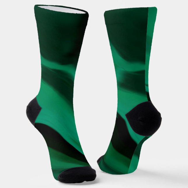 Dark Emerald Green Abstract Socks (Angled)