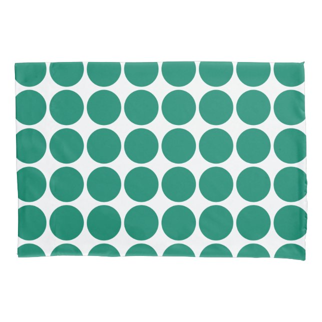 Dark Emerald Green Blue Colour Scandi Dots Design Pillowcase (Front)